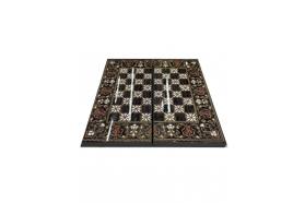 BACKGAMMON-CHESS WALNUT FLOWER