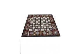 BACKGAMMON-CHESS WALNUT LEATHER